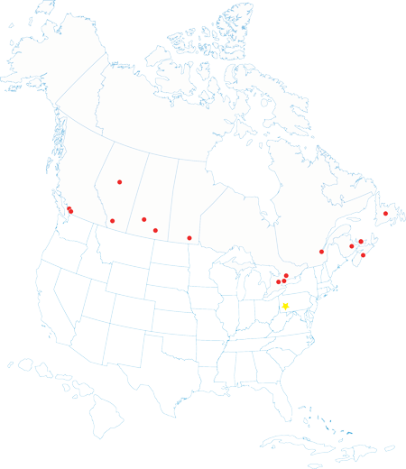 map of CentiMark locations in Canada 