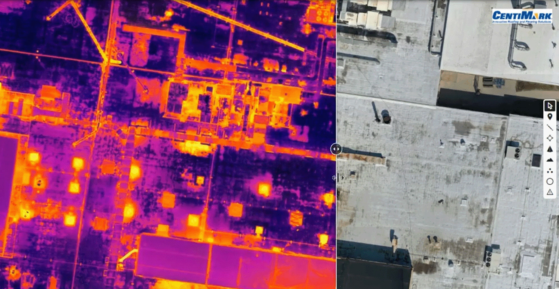 thermal image of a roof to determine moisture