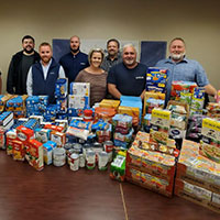 volunteers running food drive for a local food bank